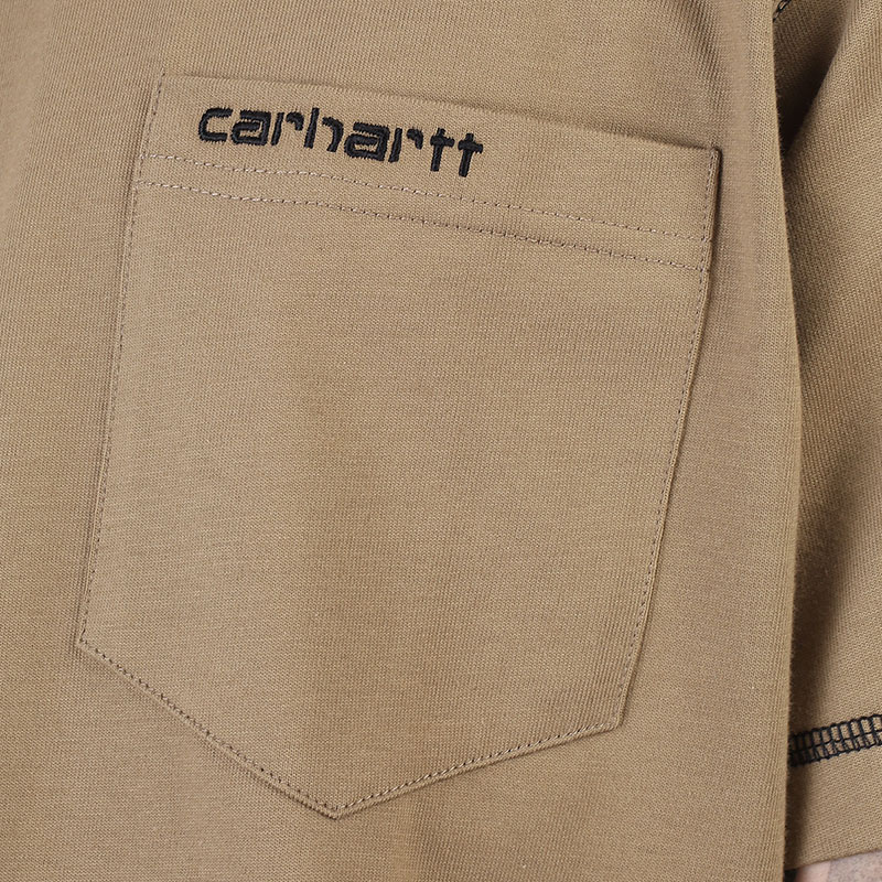 мужская бежевая футболка Carhartt WIP S/S Nazka Pocked T-Shirt I029597-tanami/blk - цена, описание, фото 2